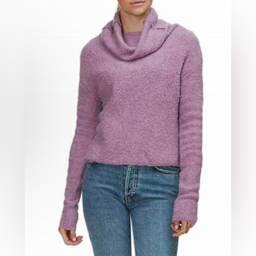 Free People Stormy Cowl Neck Lavender Fuzzy Sweater - Size M